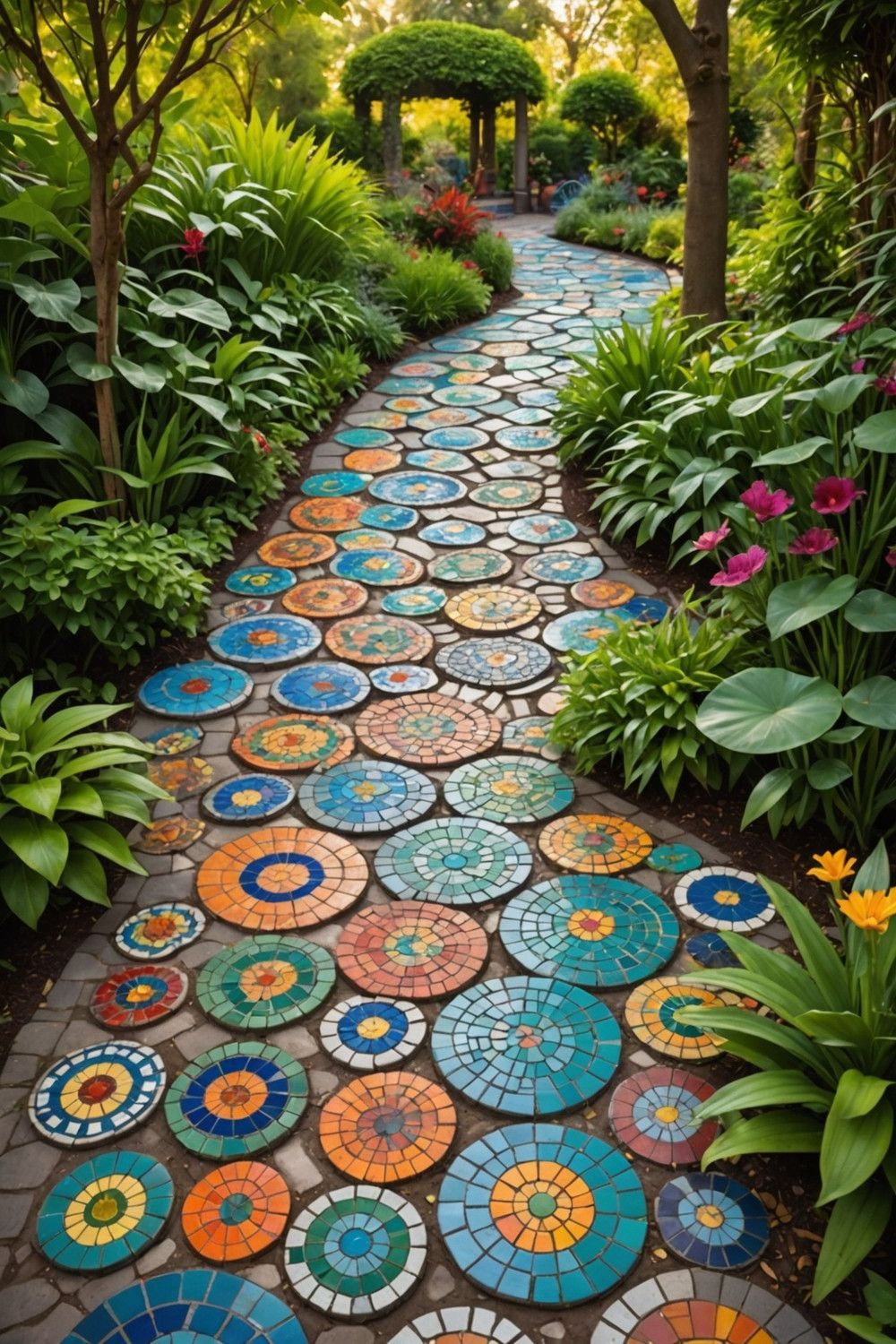 Colorful Mosaic Garden Stepping Stones