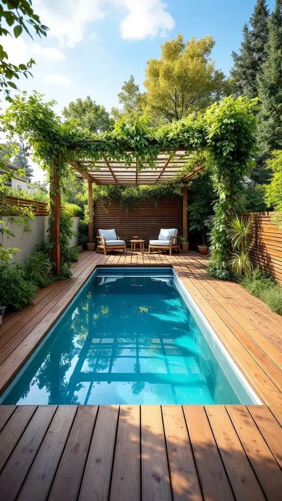 13. Small Pool Oasis with Deck and Pergola