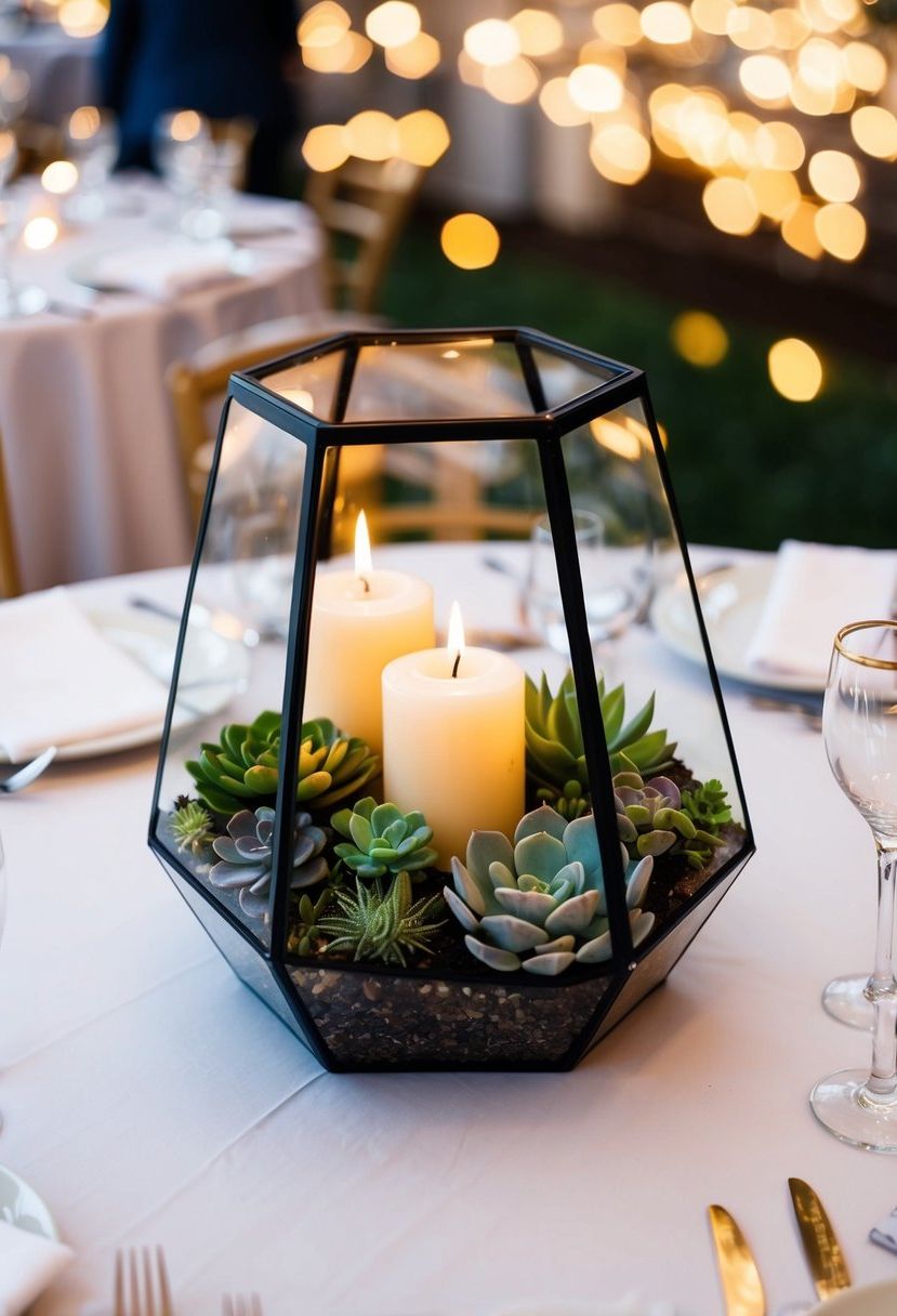 3) DIY Candle-Lit Succulent Terrariums
