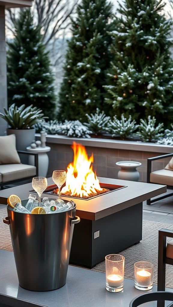 Fire Pit Table With Built-in Ice Bucket