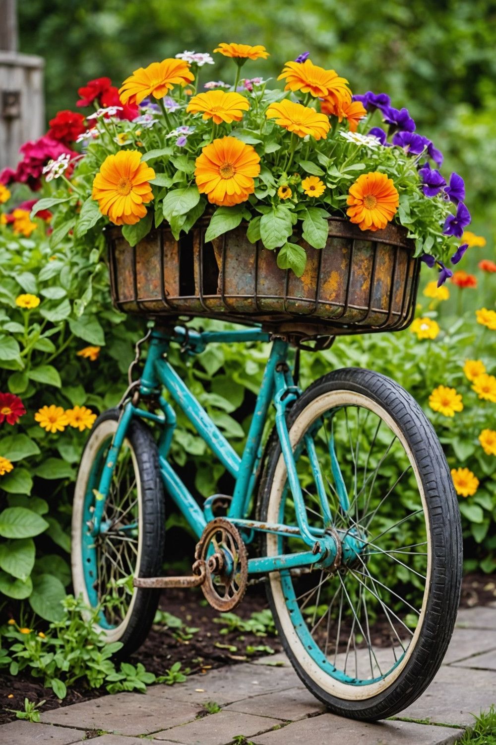 Flower-Filled Bicycle Planters