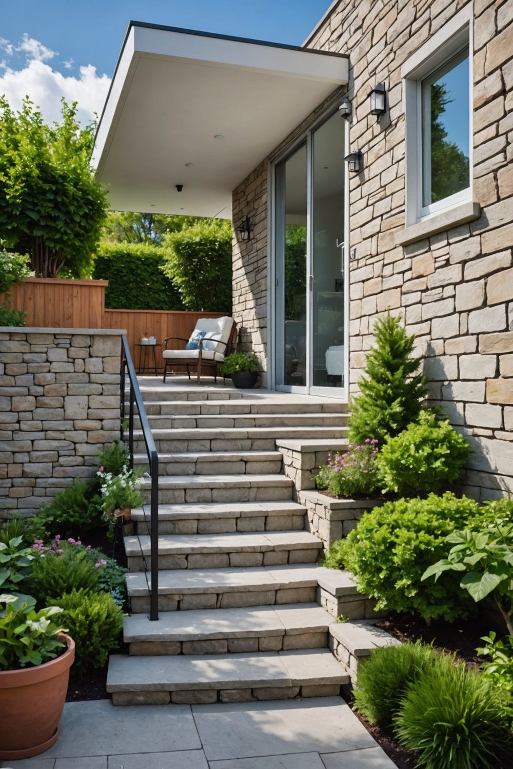 40) Compact Steps with Aluminum Railing