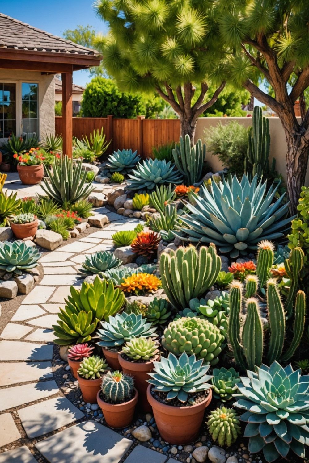 A Succulent and Cactus Bed