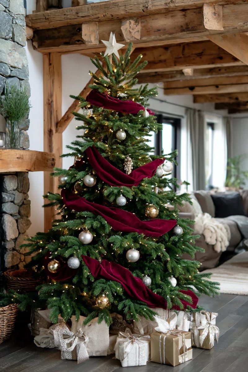 1. Flowing velvet ribbon waves for elegant tree styling - photo 3