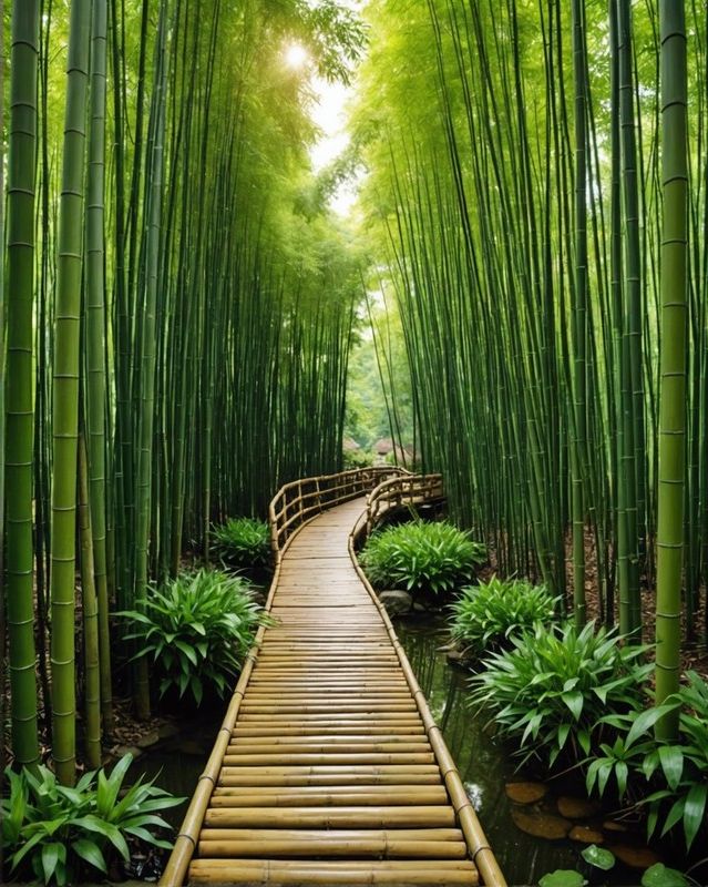 Peaceful Bamboo Walkway Path