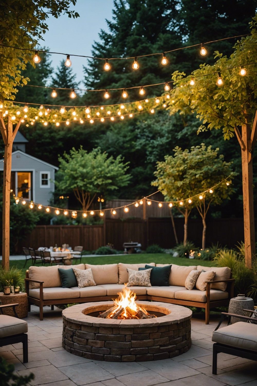 Portable Fire Pit Paired with a Sectional Sofa