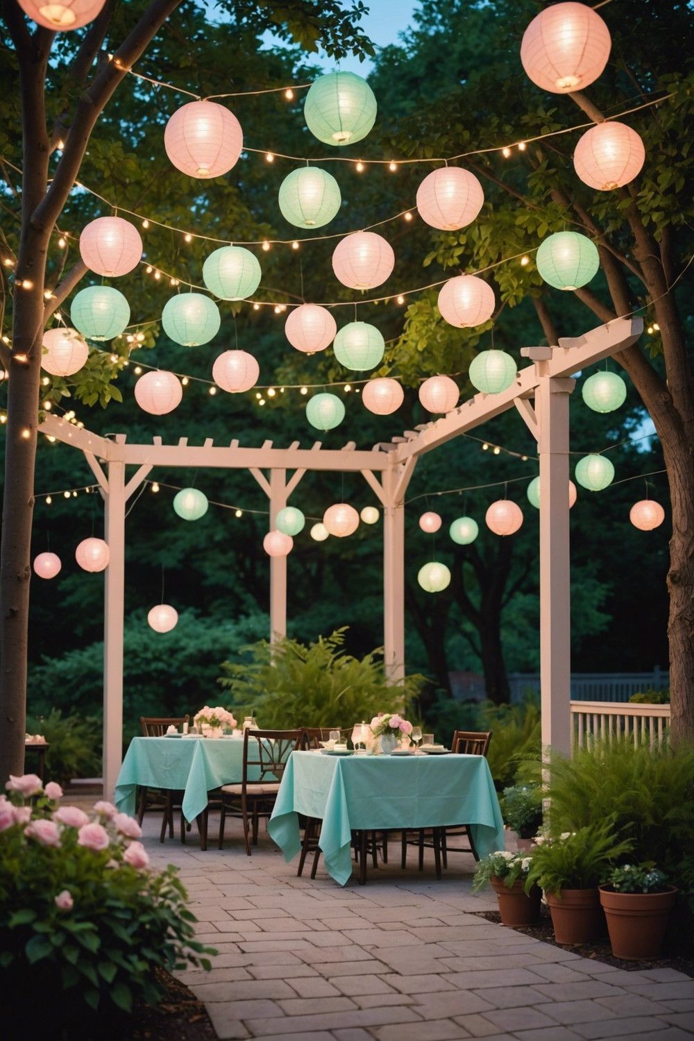 Soft Pastel Paper Lanterns for Patios