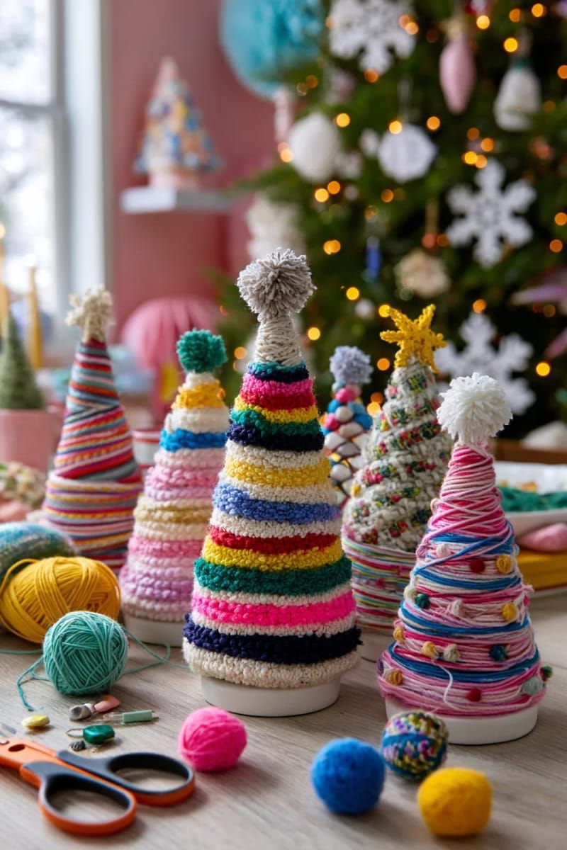 18. Yarn-wrapped cone trees clustered together - photo 2