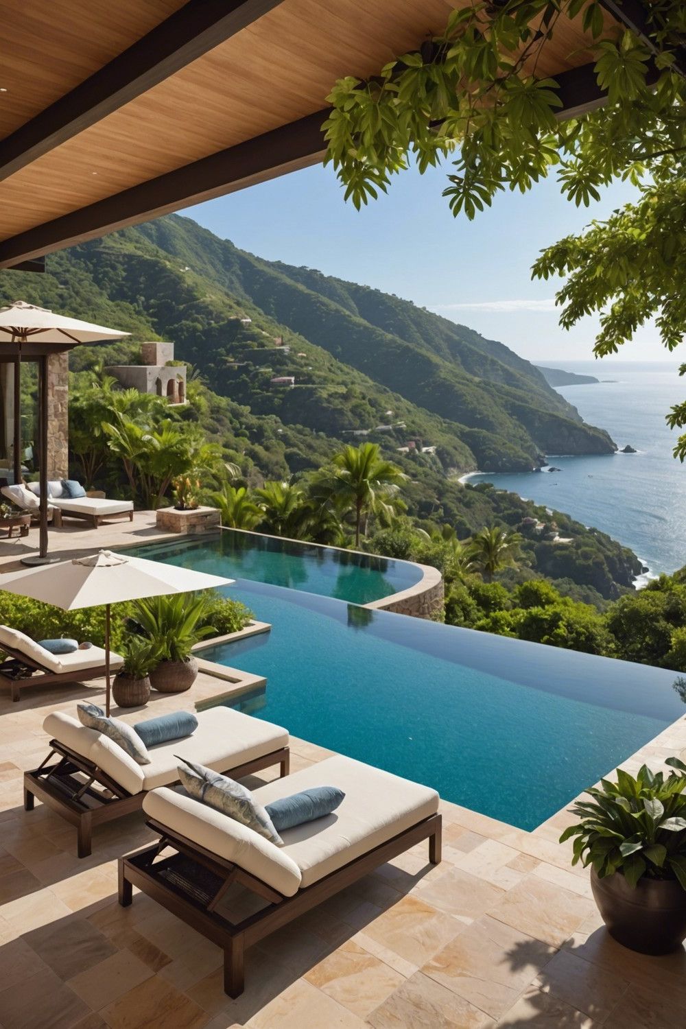 Luxury Poolside Patio With Infinity Edge