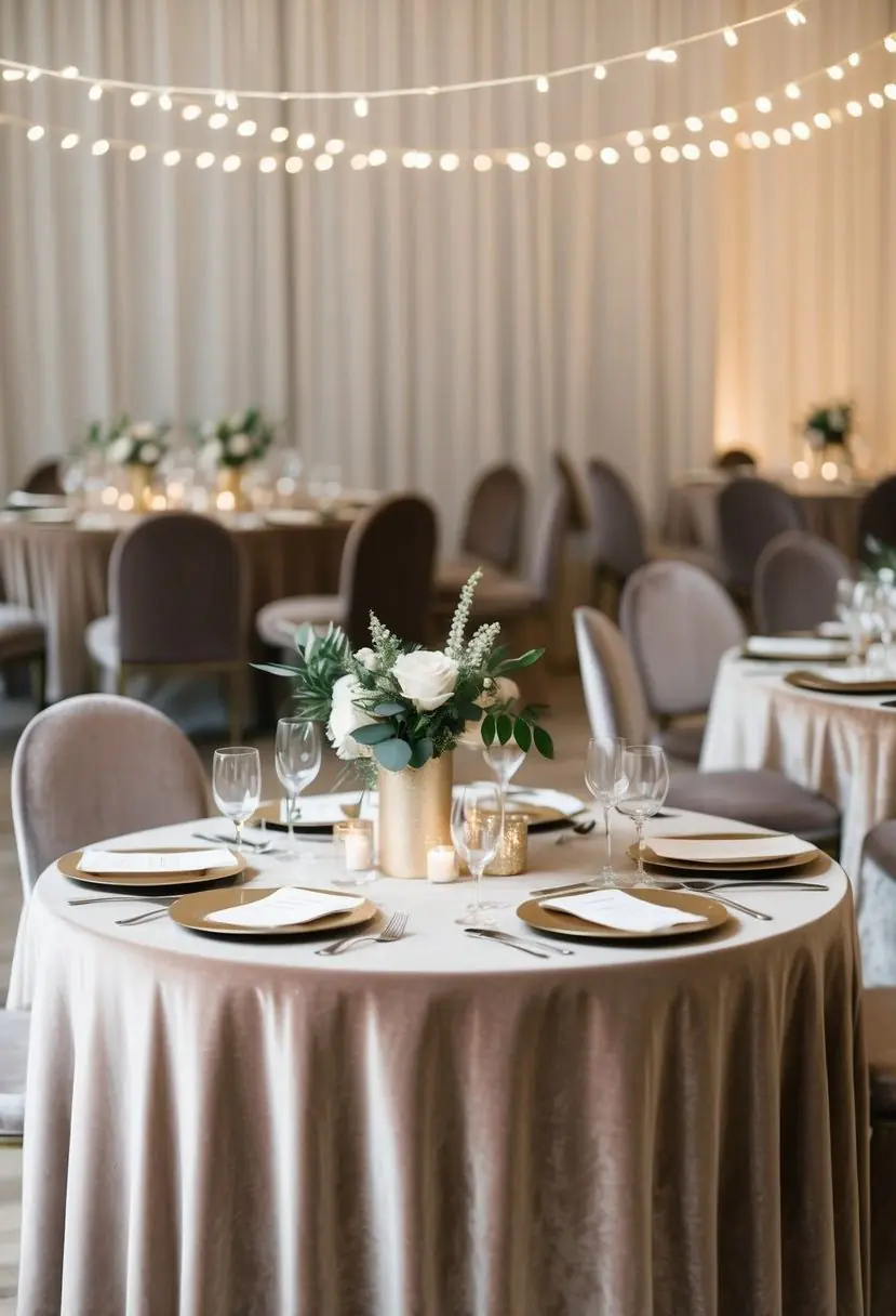 7) Velvet Table Covers in Soft Tones