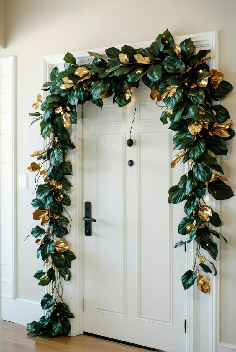 13. Magnolia Leaves And Gold Twigs For Doorways