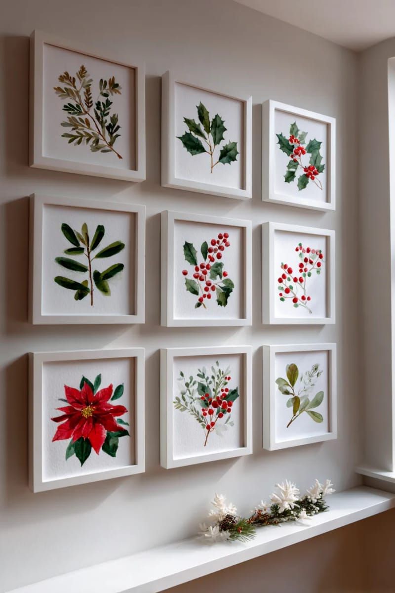 28. Watercolor Christmas botanical grid frames - photo 2