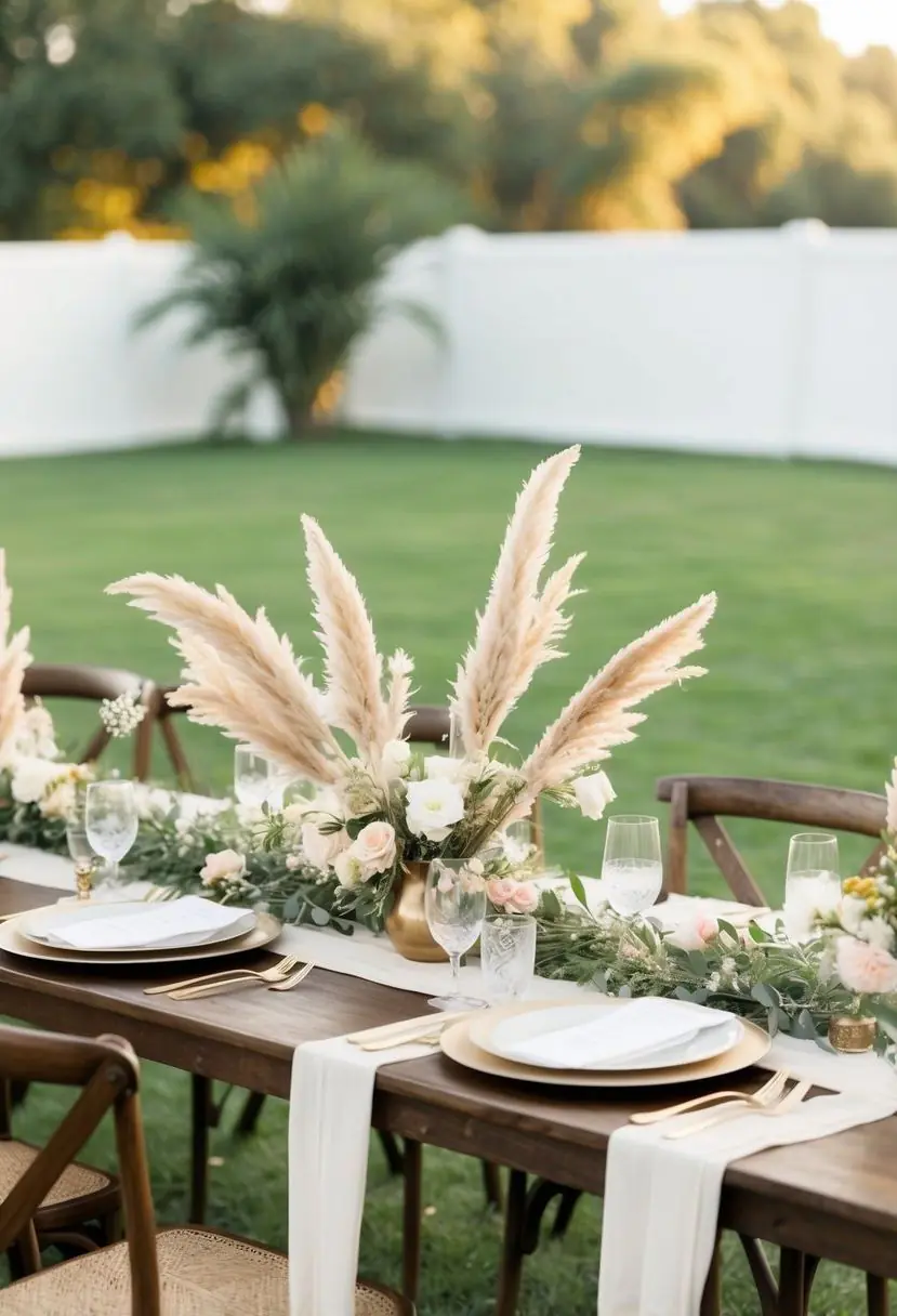10) Boho Pampas Grass Accents