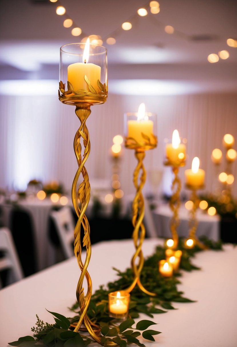 5) Gold vine candle holders