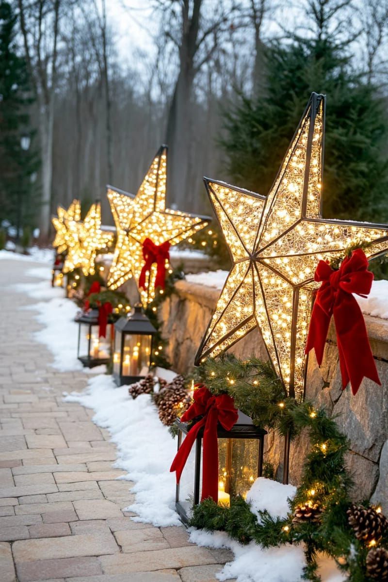 2. Warm White Star Lights Along the Walkway - photo 3