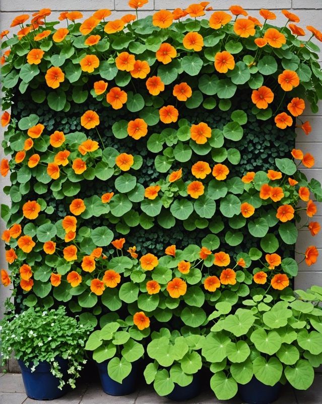 Vertical Planter with Nasturtiums, Petunias, and Ivy