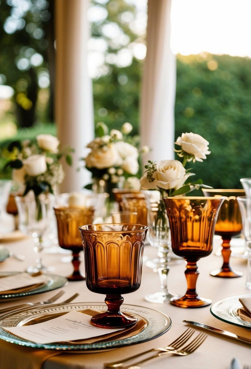 9) Vintage Brown Glassware As An Accent