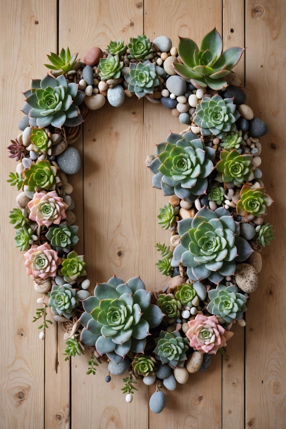 7. Rosette and Pebble Succulent Garland