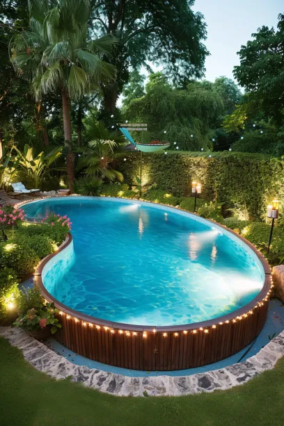 9. Nighttime Pool Lighting