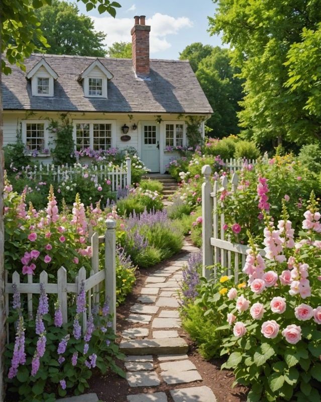 3) Cottage-Style Flower Bed Charm