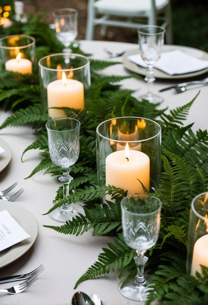 10) Fern-Enhanced Lucite Candle Holders