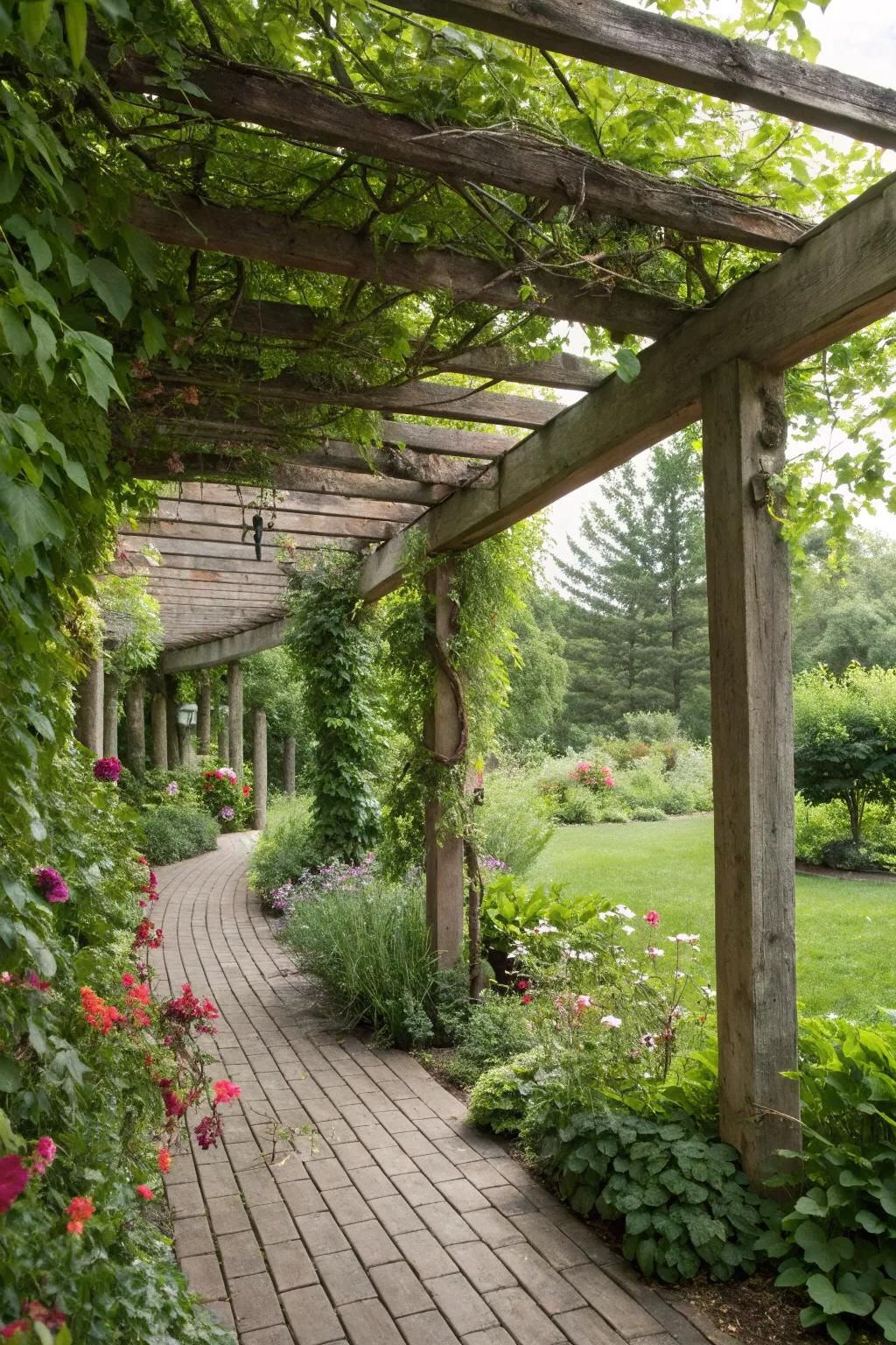 4. Vine-Covered Pergola