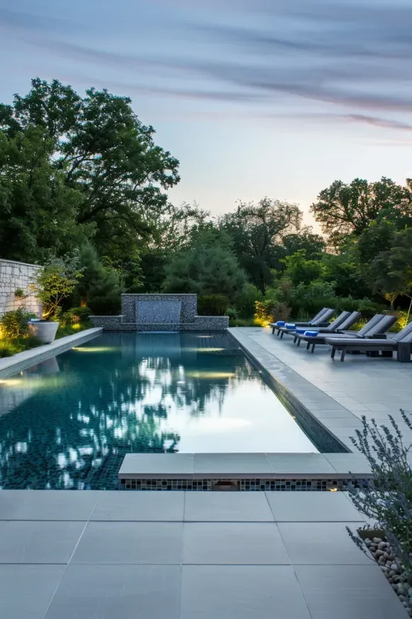 Modern Pool Design with Water Feature