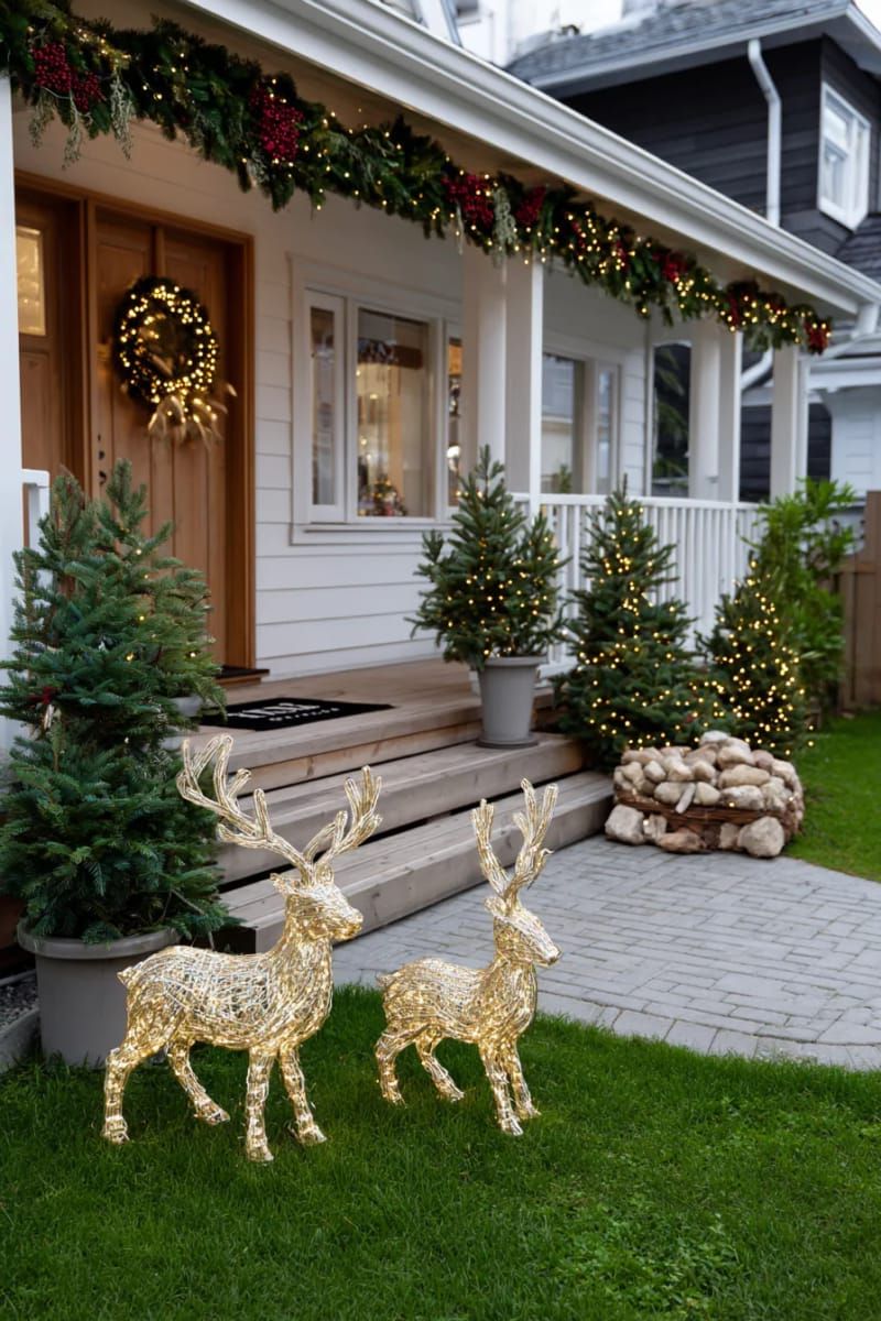 11. Lit-up golden reindeer yard silhouettes - photo 2