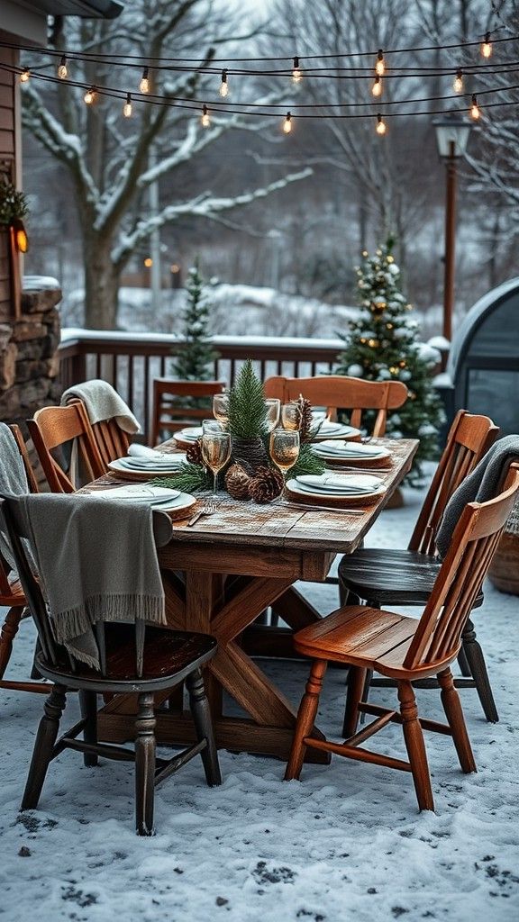 Rustic Wood Furniture for Winter Dining