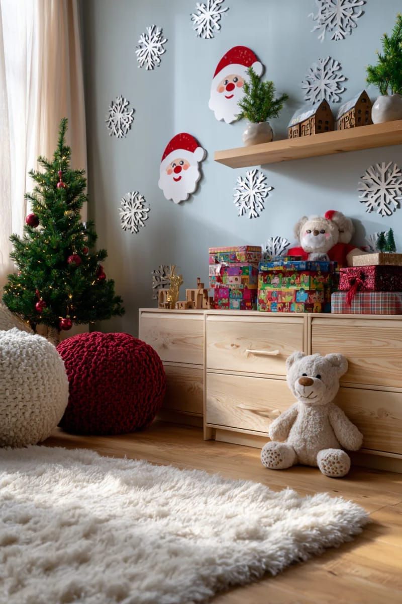 24. Cartoon Santa and reindeer wall decals - photo 2