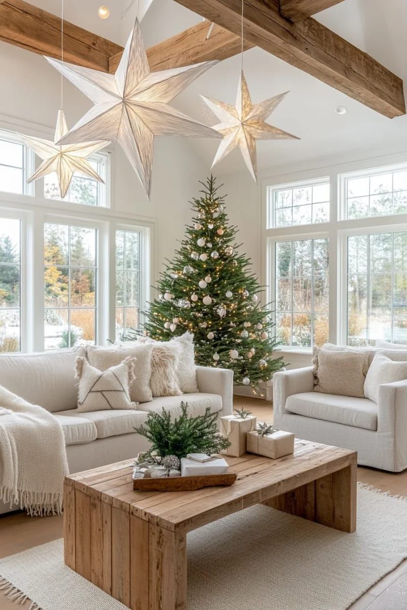 5. Oversized Geometric Paper Stars for Ceiling Decor