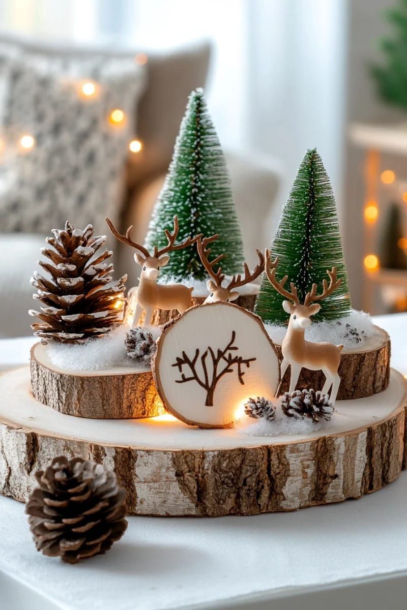 11. Birch Discs With Reindeer and Bottle Brush Trees - photo 2