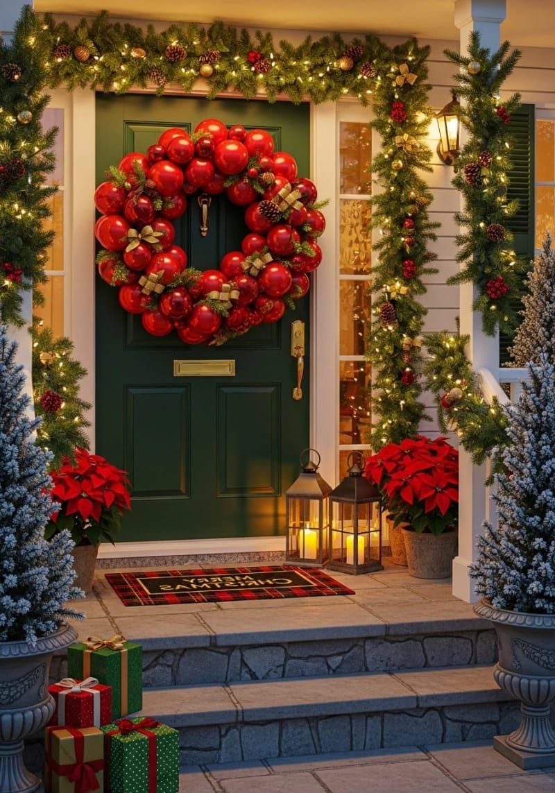 3. Red, green, and gold holiday balloon wreath - photo 2