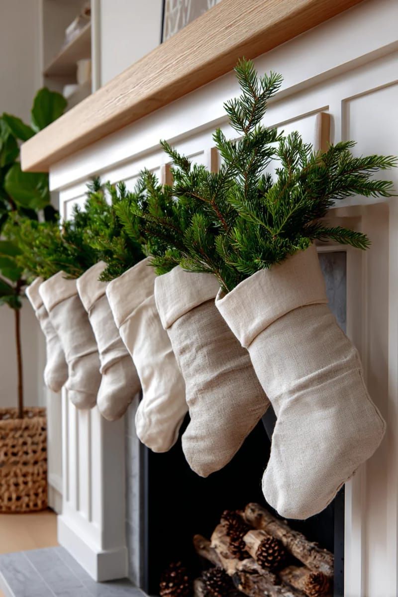 4. Linen Stockings With Pine Sprigs - photo 2