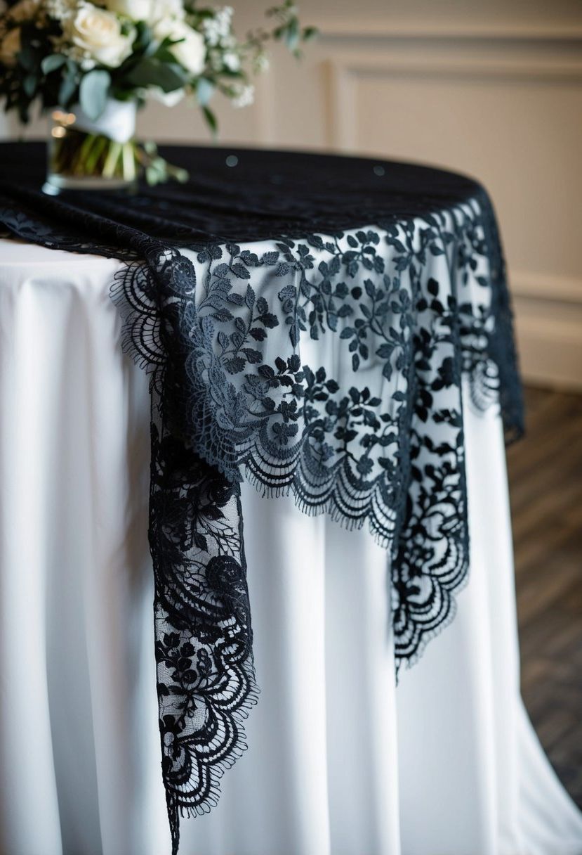 40) Black Lace Table Overlay Ideas