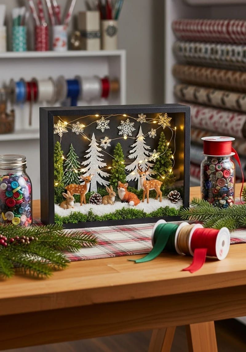 6. Woodland Christmas Shadow Box Display