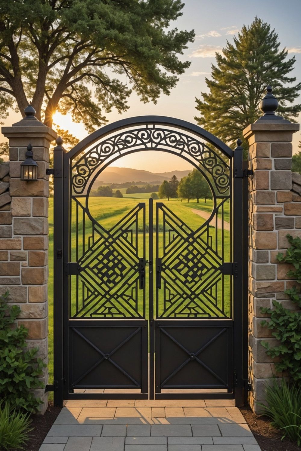 Modern Metal Gate with Geometric Design
