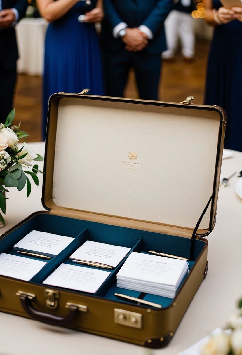 6) Vintage suitcase for guest notes