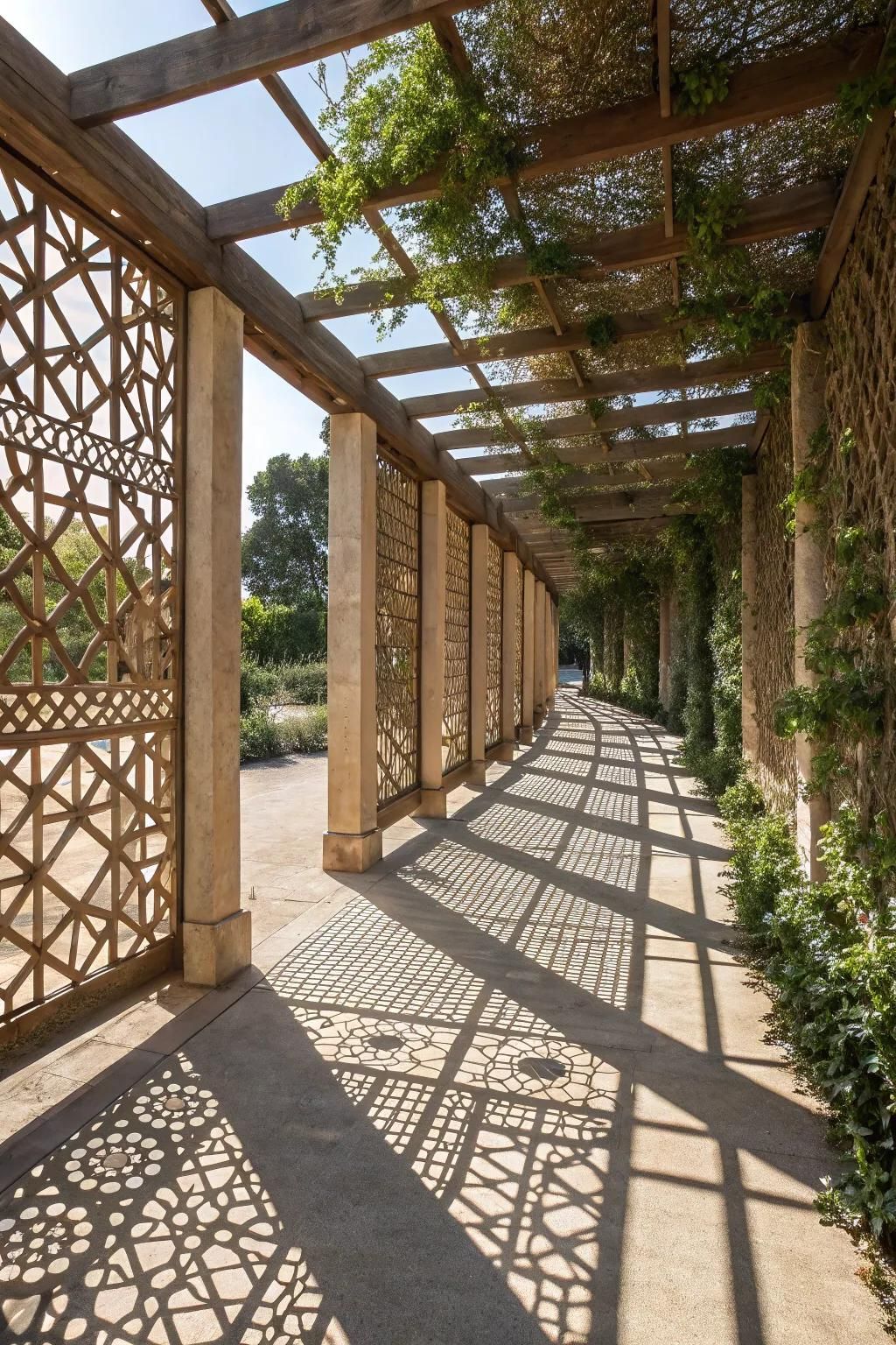9. Try Geometric Plywood Screen Patterns