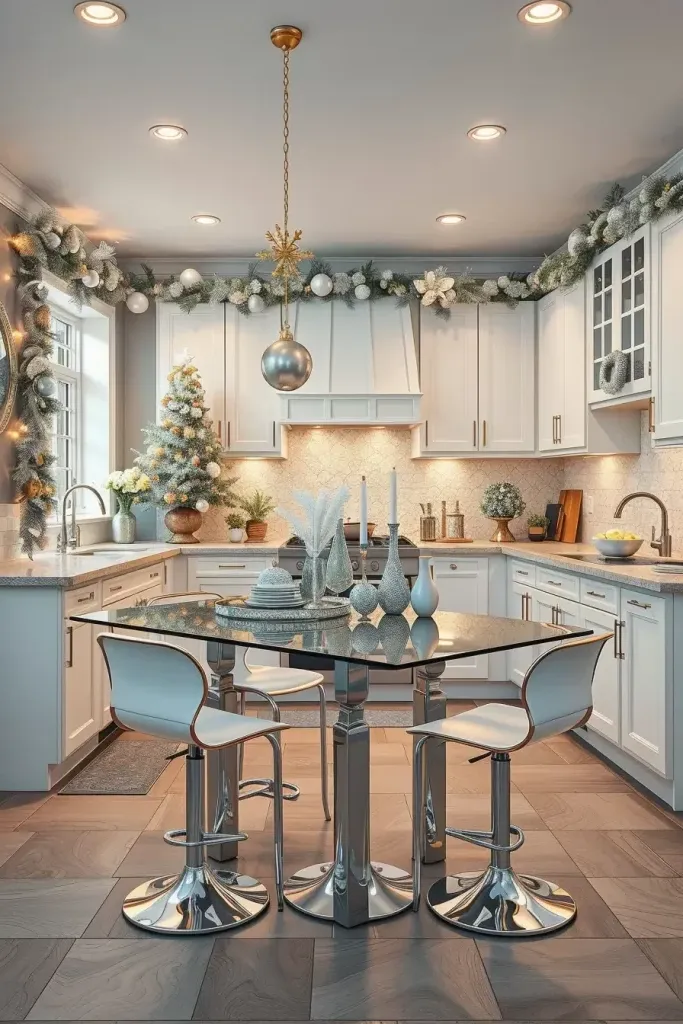 Silver Accents for a Frosty Christmas Kitchen