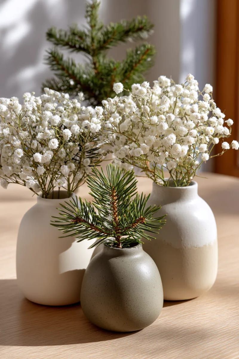 20. Matte Vases With Baby's Breath and Pine - photo 3