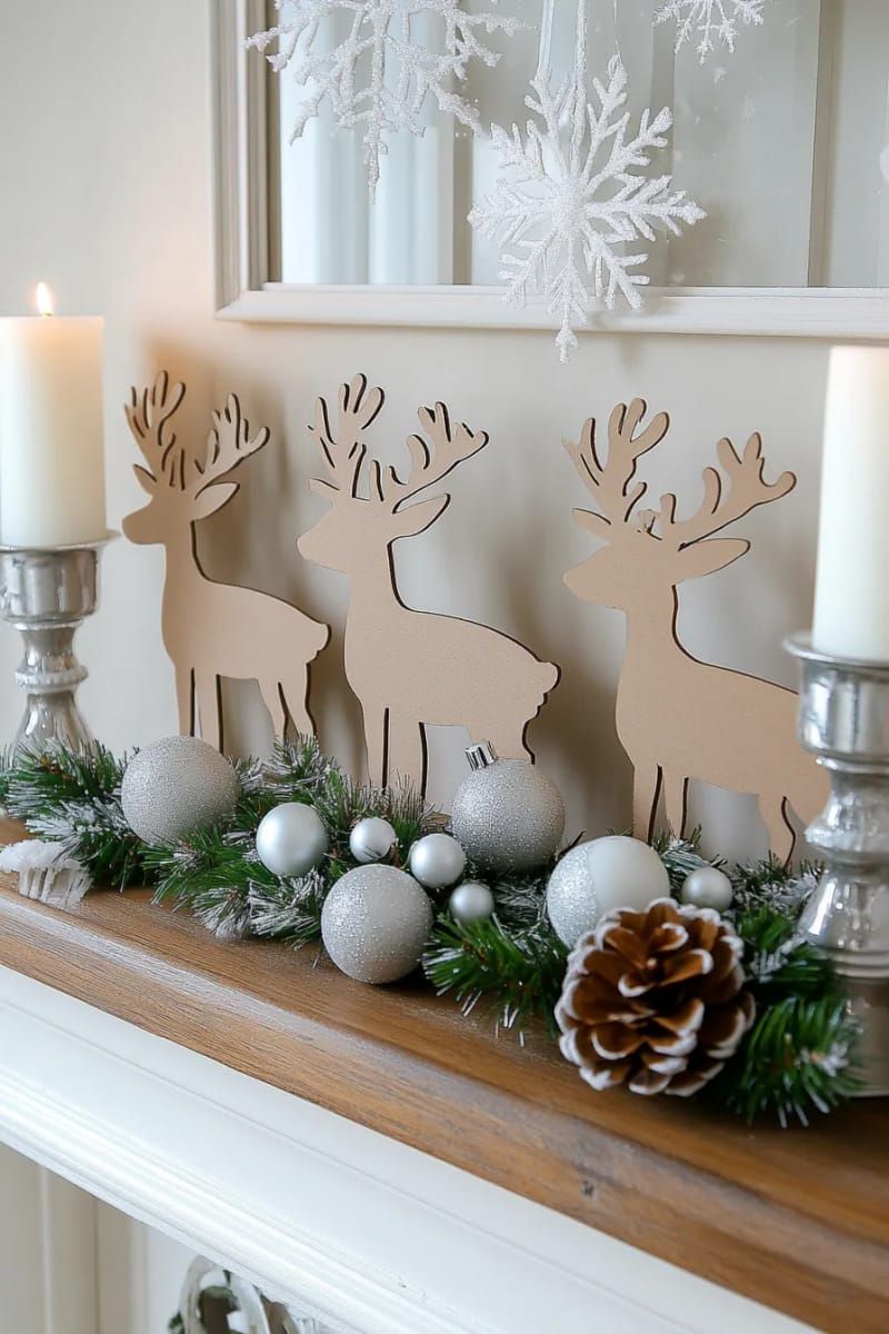 17. Gray Cardboard Reindeer Cutouts