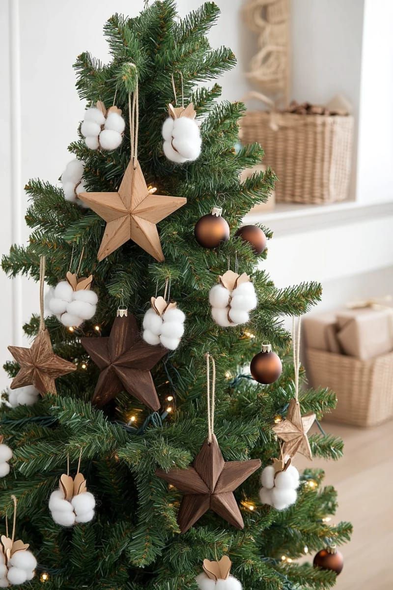 14. Farmhouse Wood Bead and Cotton Stem Tree - photo 2