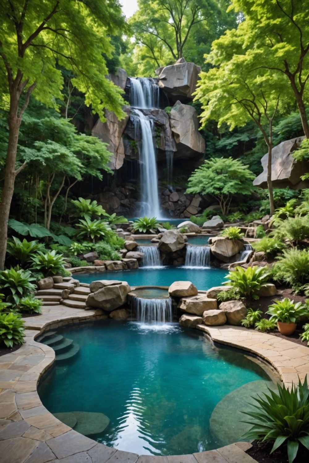 Custom Pool Shapes With Rock Accents