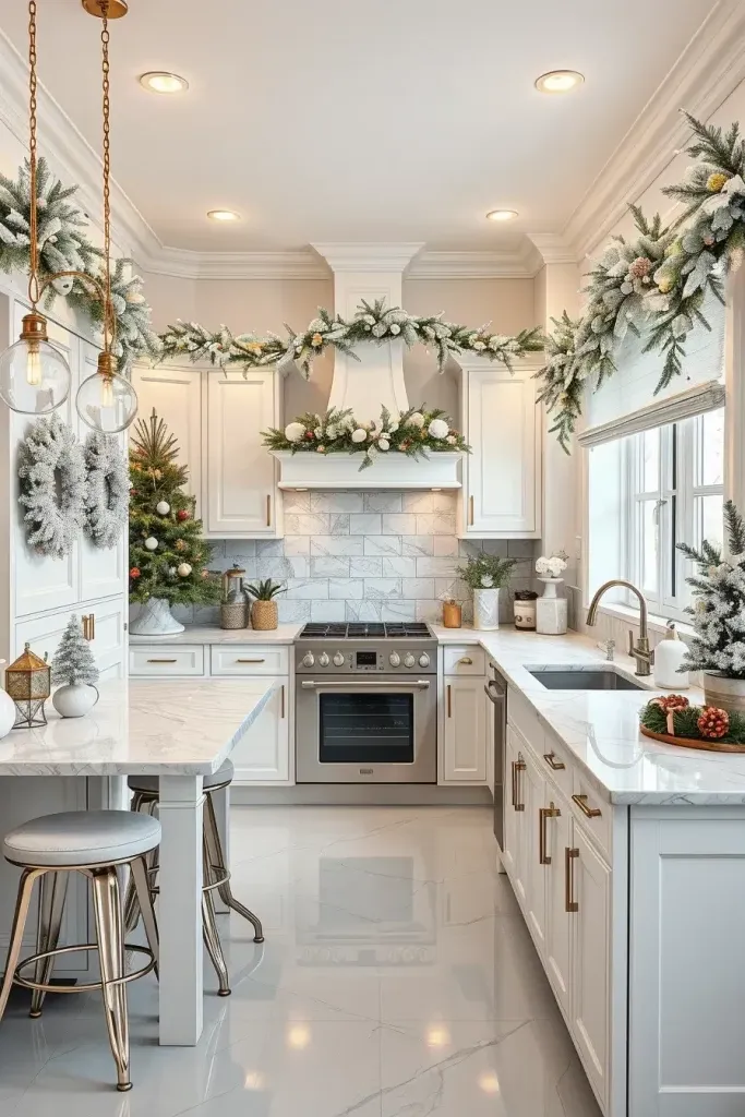 Snowy White Christmas Kitchen Decor Ideas