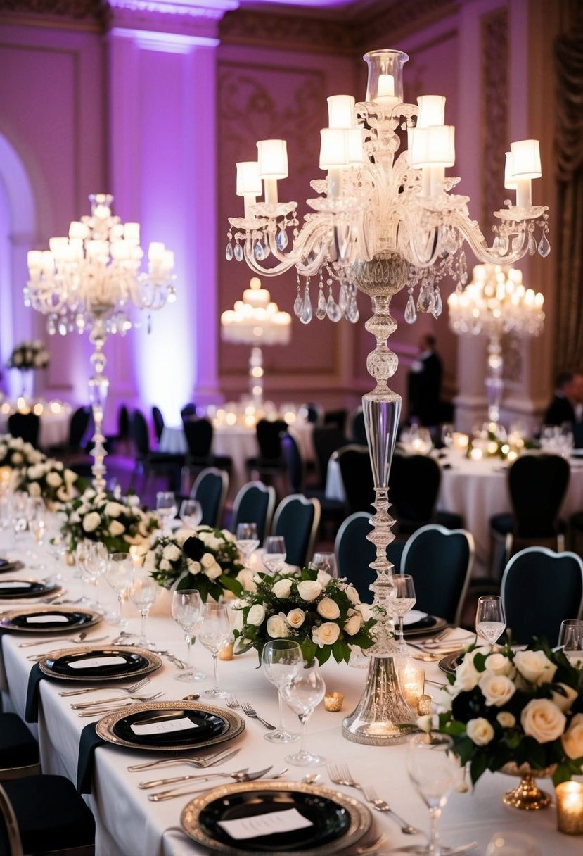 15) Striking Black and White Table Theme