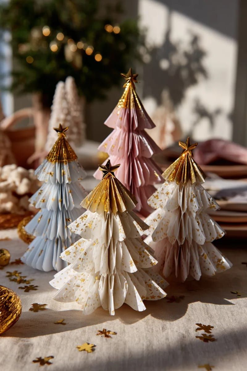 7. Gold-Tipped Paper Cone Trees for Table Settings - photo 3