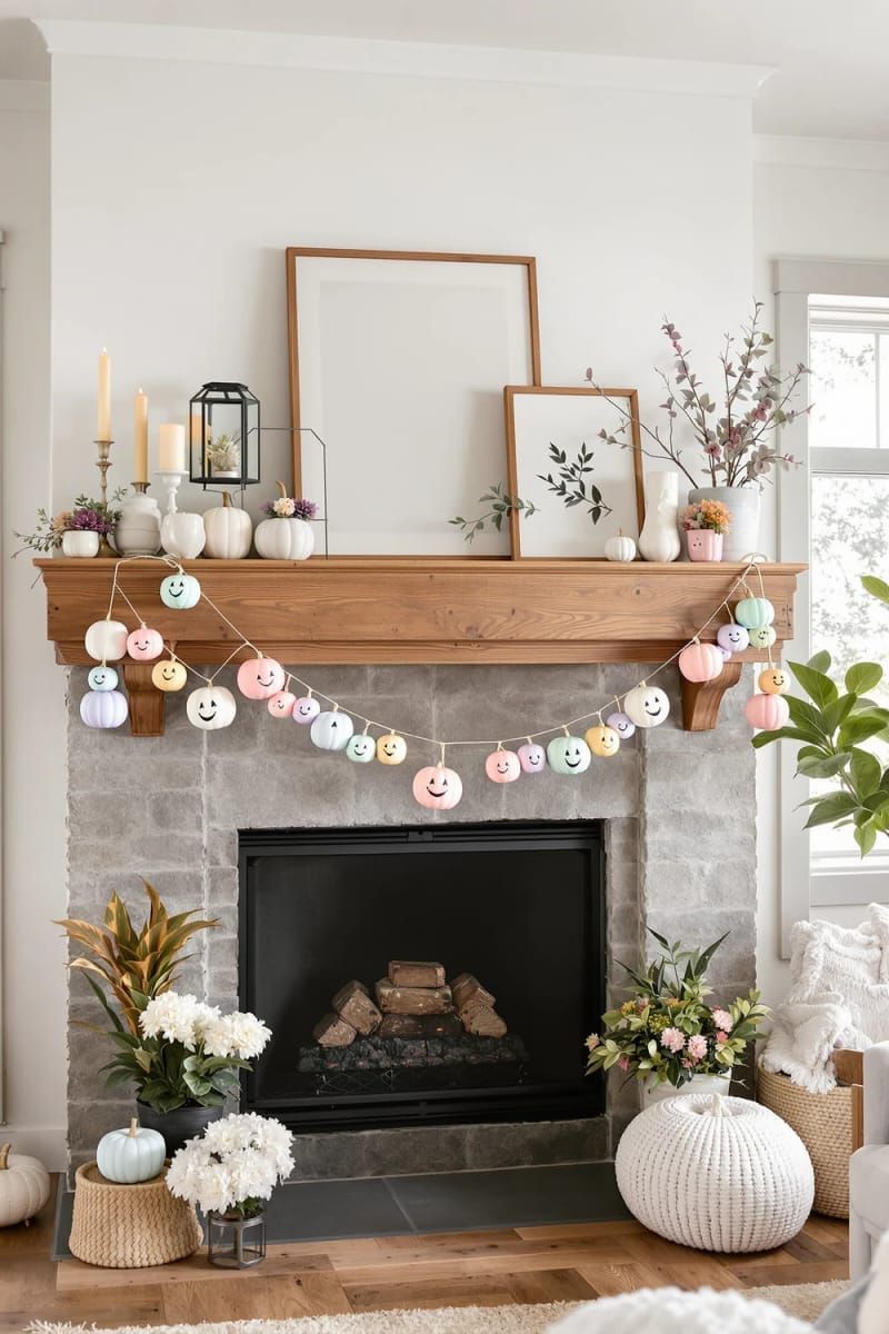 1. Pastel Mini Pumpkin Face Garland