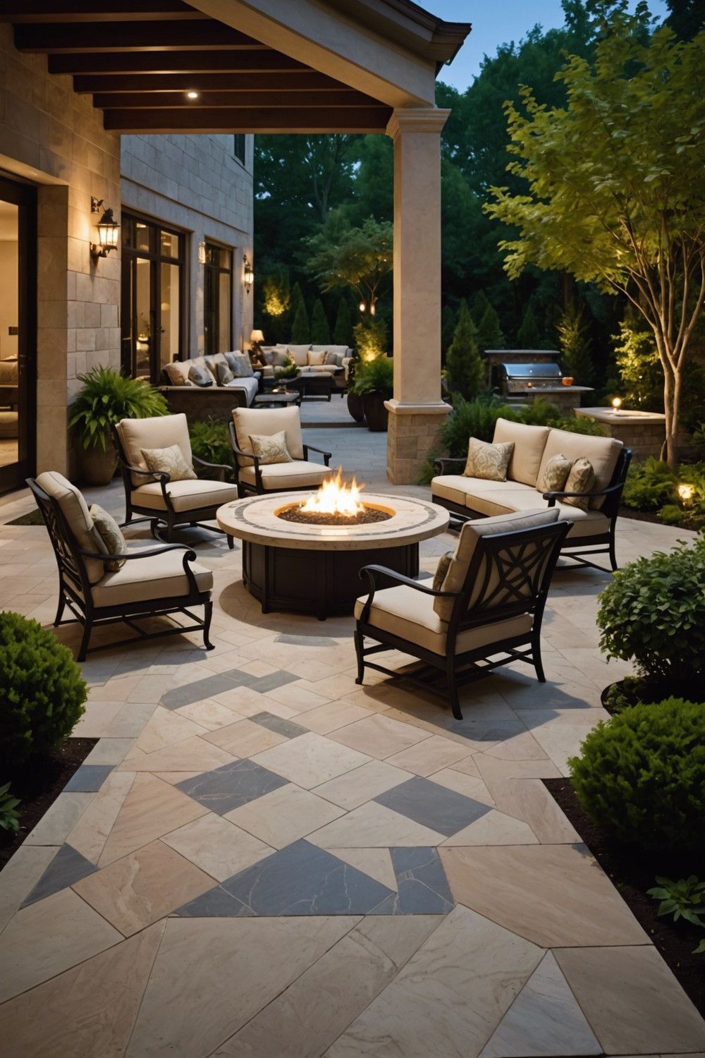 6) Concrete Patios with Inlaid Stone Accents