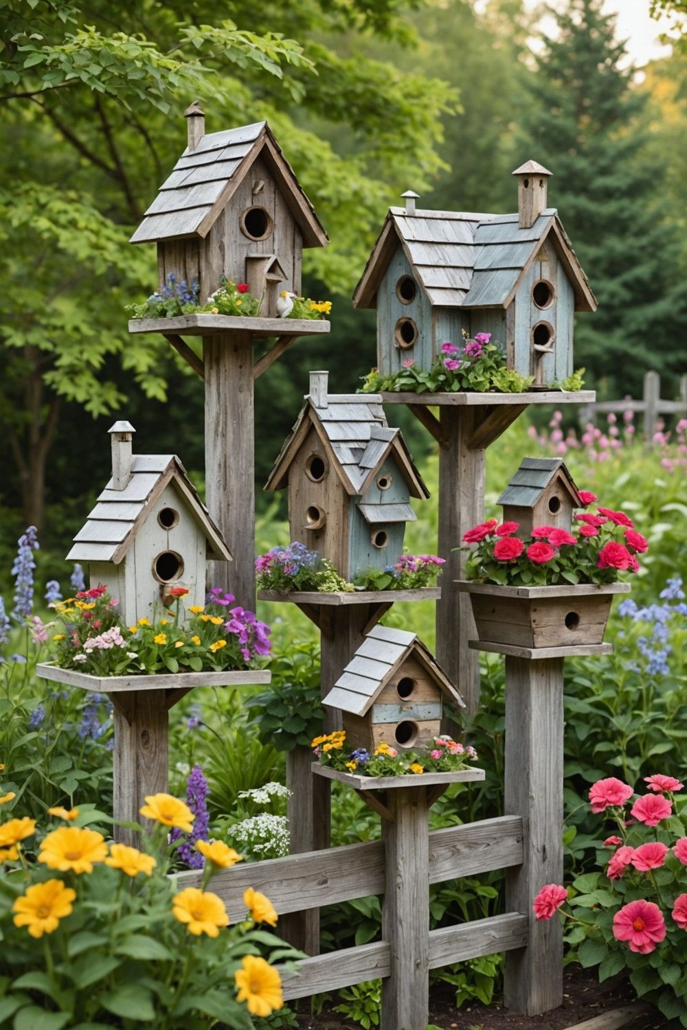 Adding Rustic Birdhouses Outdoors